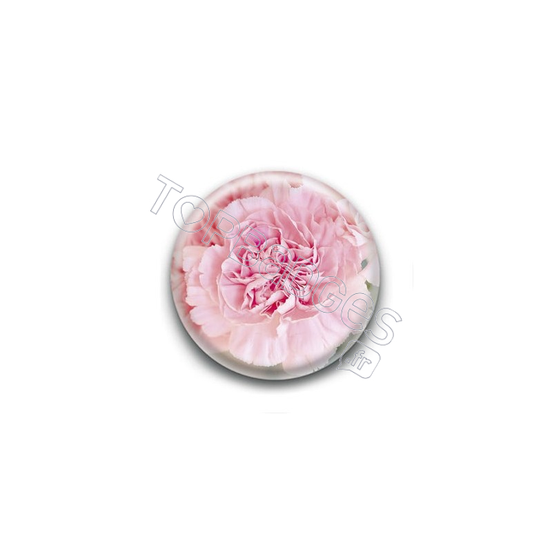 Badge : Fleur œillet rose