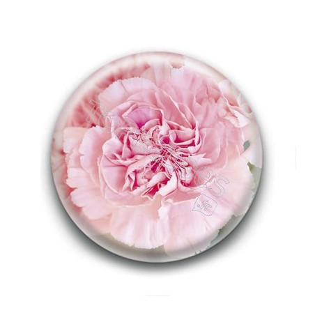 Badge : Fleur œillet rose