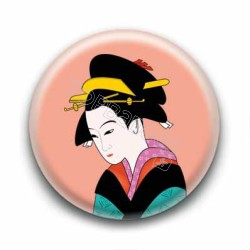 Badge : Estampe d'une Geisha, corail