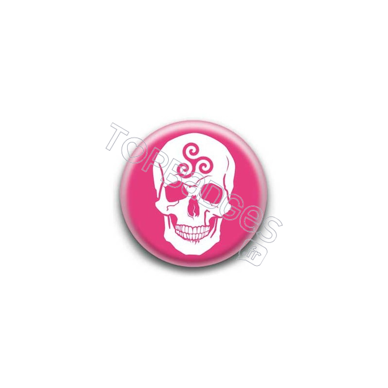 Badge Crâne Triskel Rose