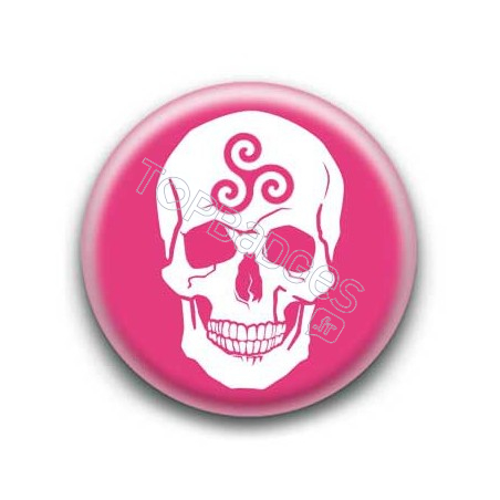 Badge Crâne Triskel Rose