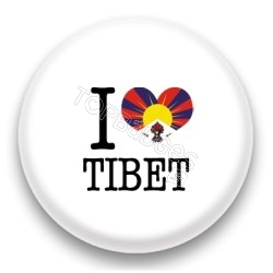 Badge I Love Tibet Sur Fond Blanc