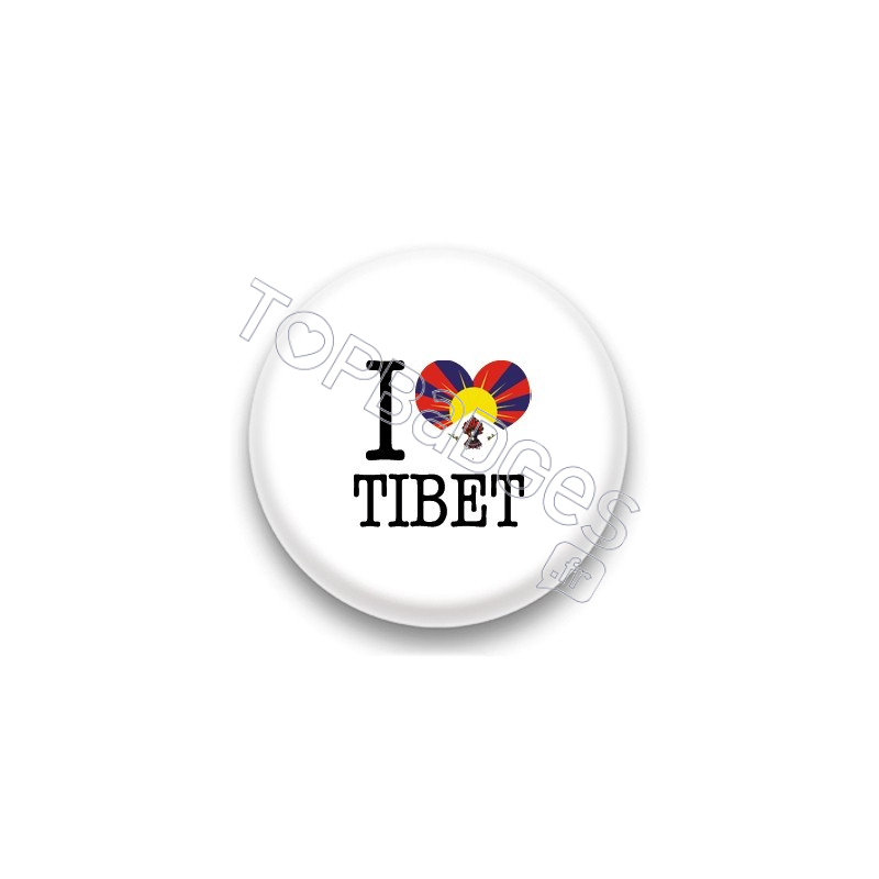 Badge I Love Tibet Sur Fond Blanc