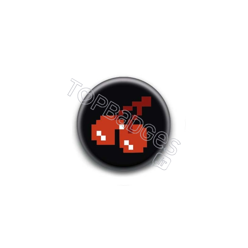 Badge Cerises Pacman 8 Bit