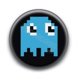 Badge Fantôme Bleu Pacman 8 Bit