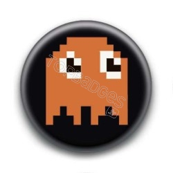 Badge Fantôme Orange Pacman 8 Bit