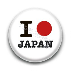 Badge : I love Japan, drapeau