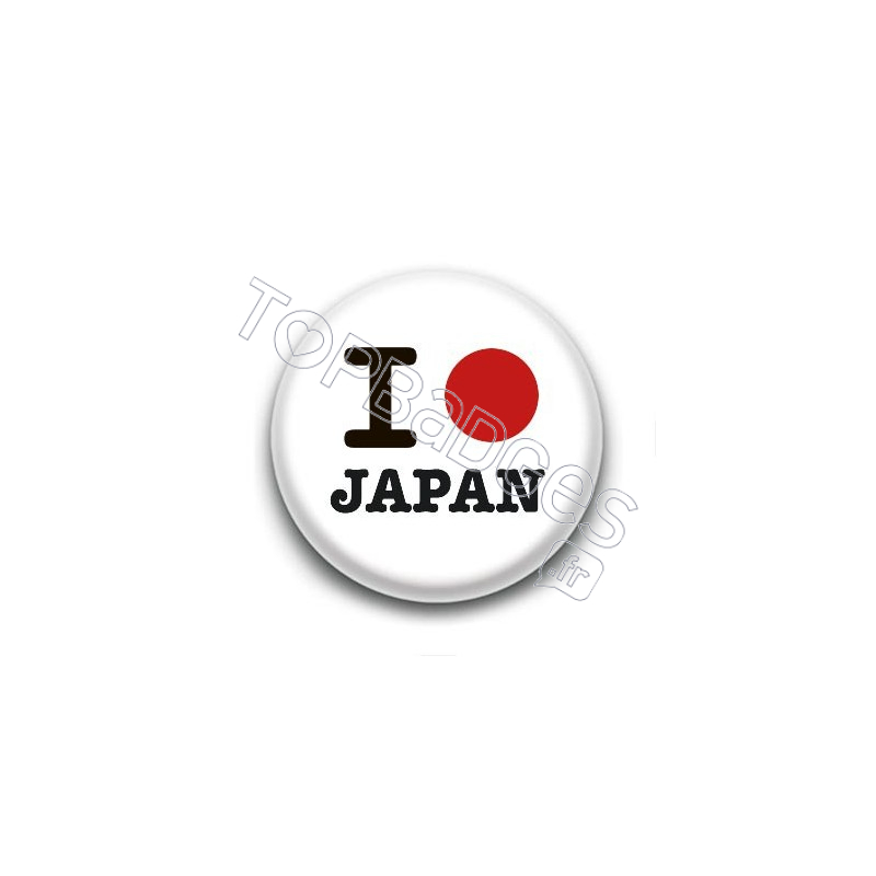 Badge : I love Japan, drapeau