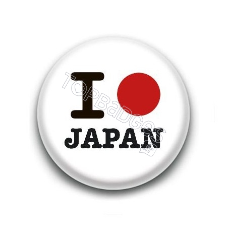 Badge : I love Japan, drapeau