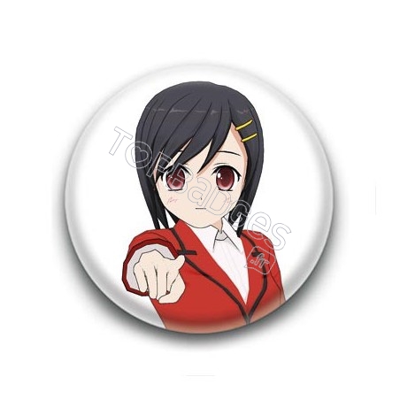 Badge : Manga fille pointant du doigt