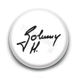 Badge : Johnny H, signature fond blanc