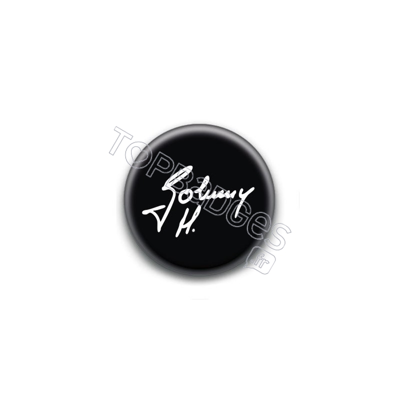 Badge : Johnny H, signature fond noir