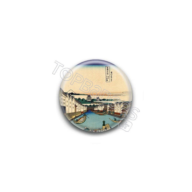 Badge : Fleuve, estampe japonaise