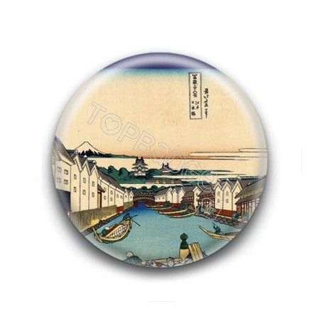 Badge : Fleuve, estampe japonaise