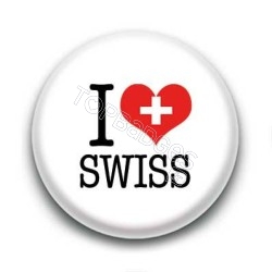Badge I Love Swiss Sur Fond Blanc