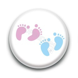 Badge Petits Pieds Bleus & Roses