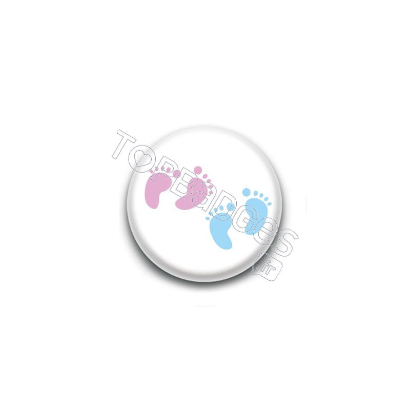 Badge Petits Pieds Bleus & Roses