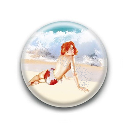 Badge Pin'up Plage