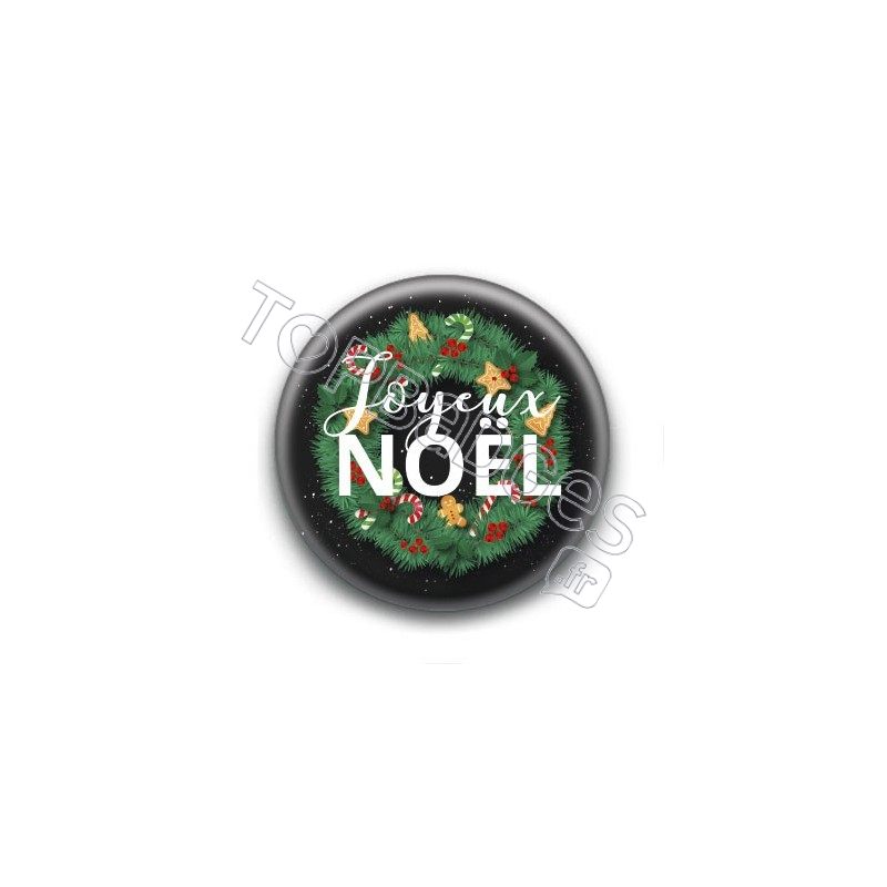 Badge : Joyeux Noël, couronne