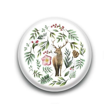 Badge : Cerf et forêt