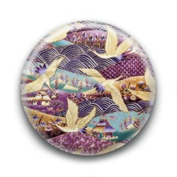 Badge : Motif à grues japonaises