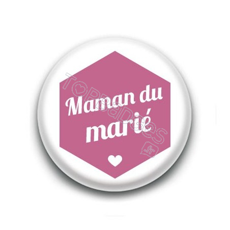 Badge : Hexagone rose, Maman du marié