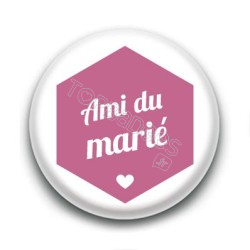 Badge : Hexagone rose, Ami du marié