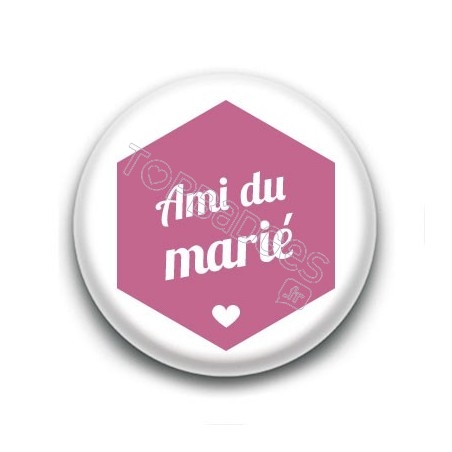 Badge : Hexagone rose, Ami du marié