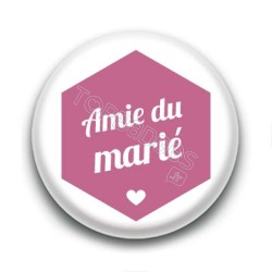 Badge : Hexagone rose, Amie du marié