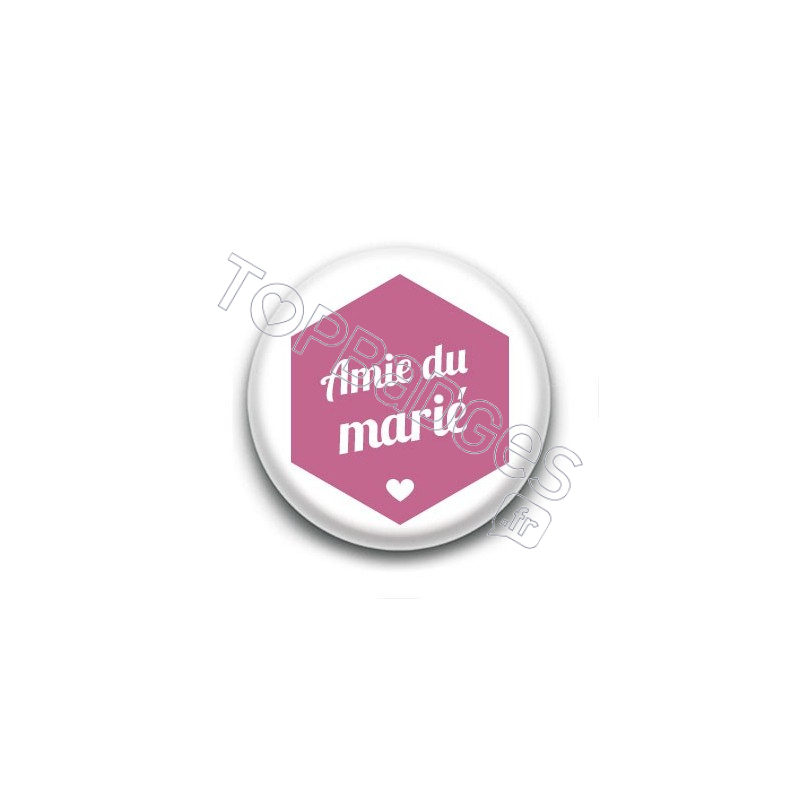 Badge : Hexagone rose, Amie du marié