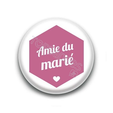 Badge : Hexagone rose, Amie du marié