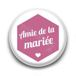 Badge : Hexagone rose, Amie de la mariée