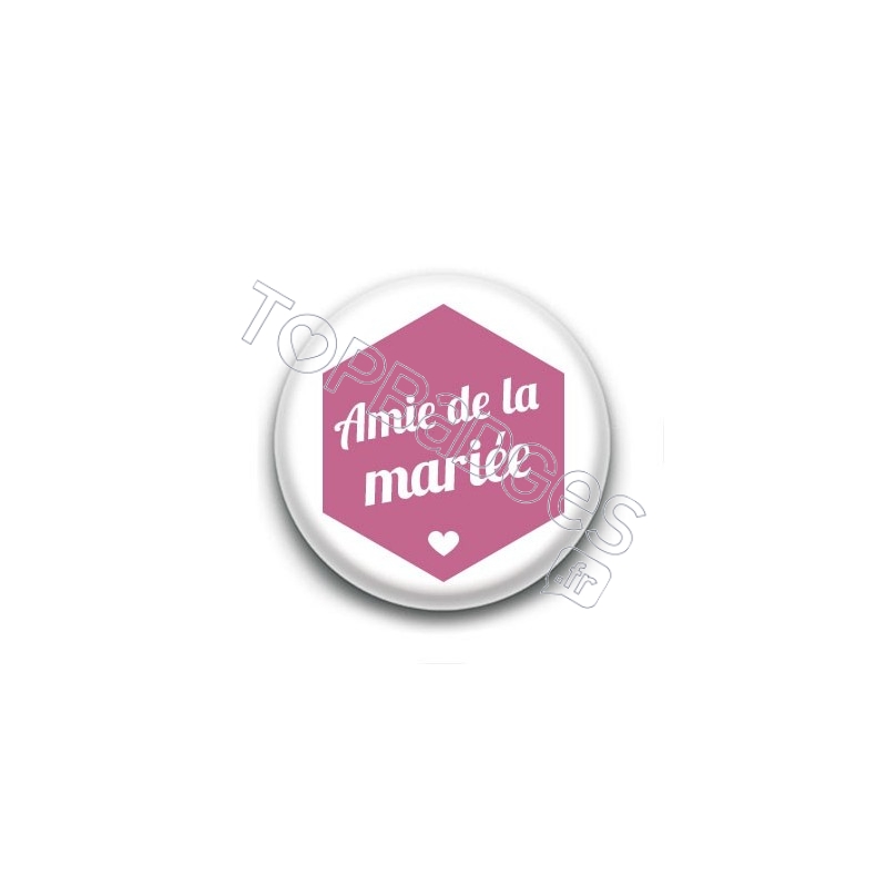 Badge : Hexagone rose, Amie de la mariée
