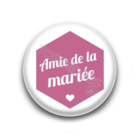 Badge : Hexagone rose, Amie de la mariée