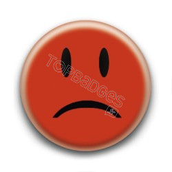 Badge : Smiley insatisfait rouge