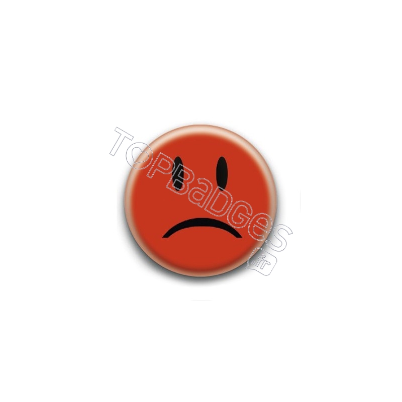 Badge : Smiley insatisfait rouge