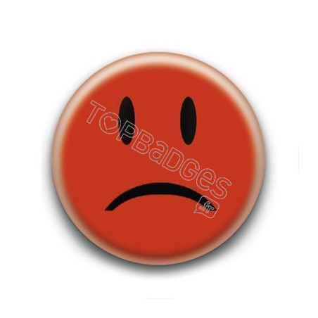 Badge : Smiley insatisfait rouge