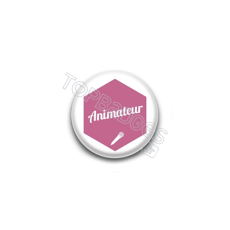 Badge Hexagone Rose Animateur Badge Hexagone Rose Animateur