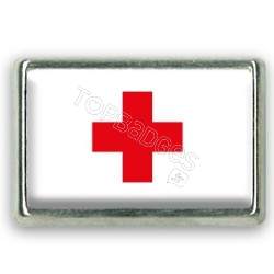 Pins rectangle : Drapeau croix rouge