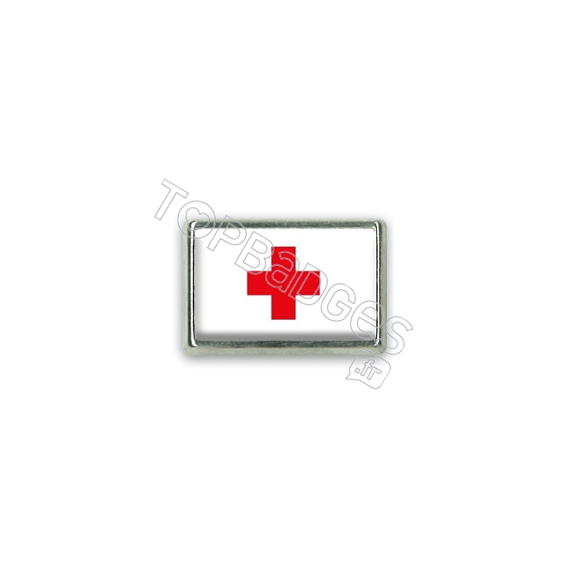 Pins rectangle : Drapeau croix rouge