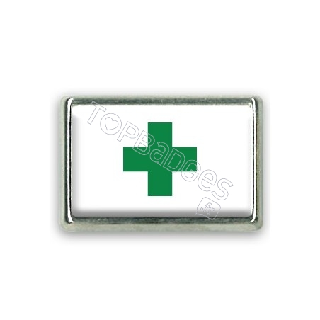 Pins rectangle : Drapeau croix verte