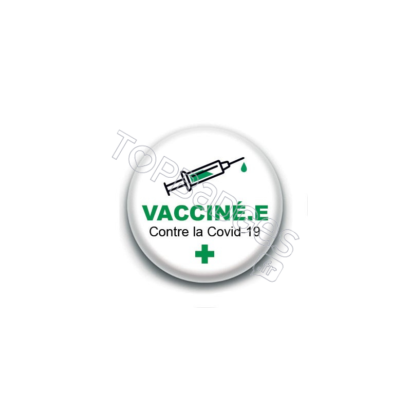 Badge : Vacciné.e contre la Covid-19, croix