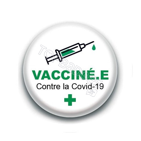 Badge : Vacciné.e contre la Covid-19, croix