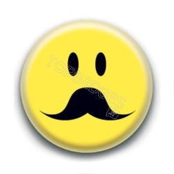 Badge : Smiley moustache classique
