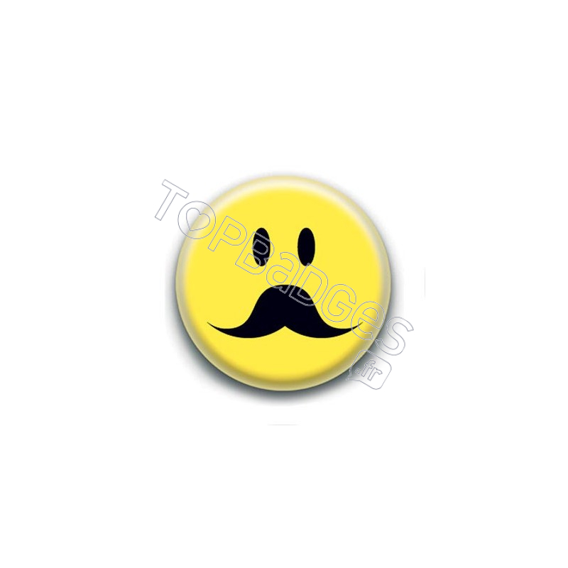 Badge : Smiley moustache classique