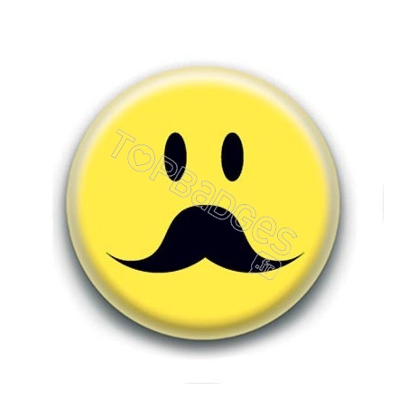Badge : Smiley moustache classique