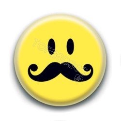 Badge : Smiley moustache longue