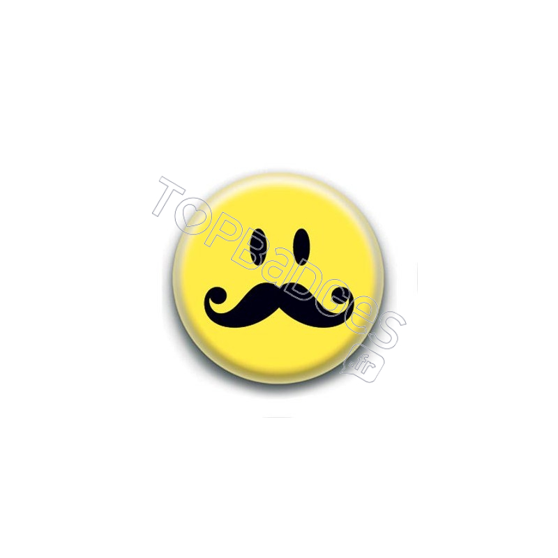 Badge : Smiley moustache longue