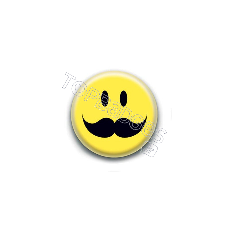 Badge : Smiley moustache fournie