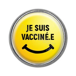 Pins rond : Je suis vacciné.e, smiley